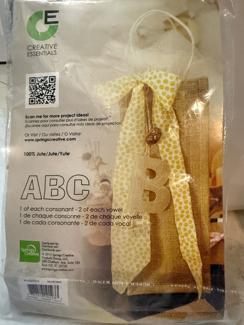 Creative Essentials Adhesive Die Cut Burlap Jute 3" Letters